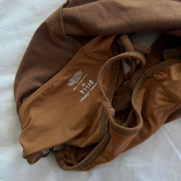 Frankies bikinis x bella hadid brown suede-like cowgirl crop top - Picture 2 of 3